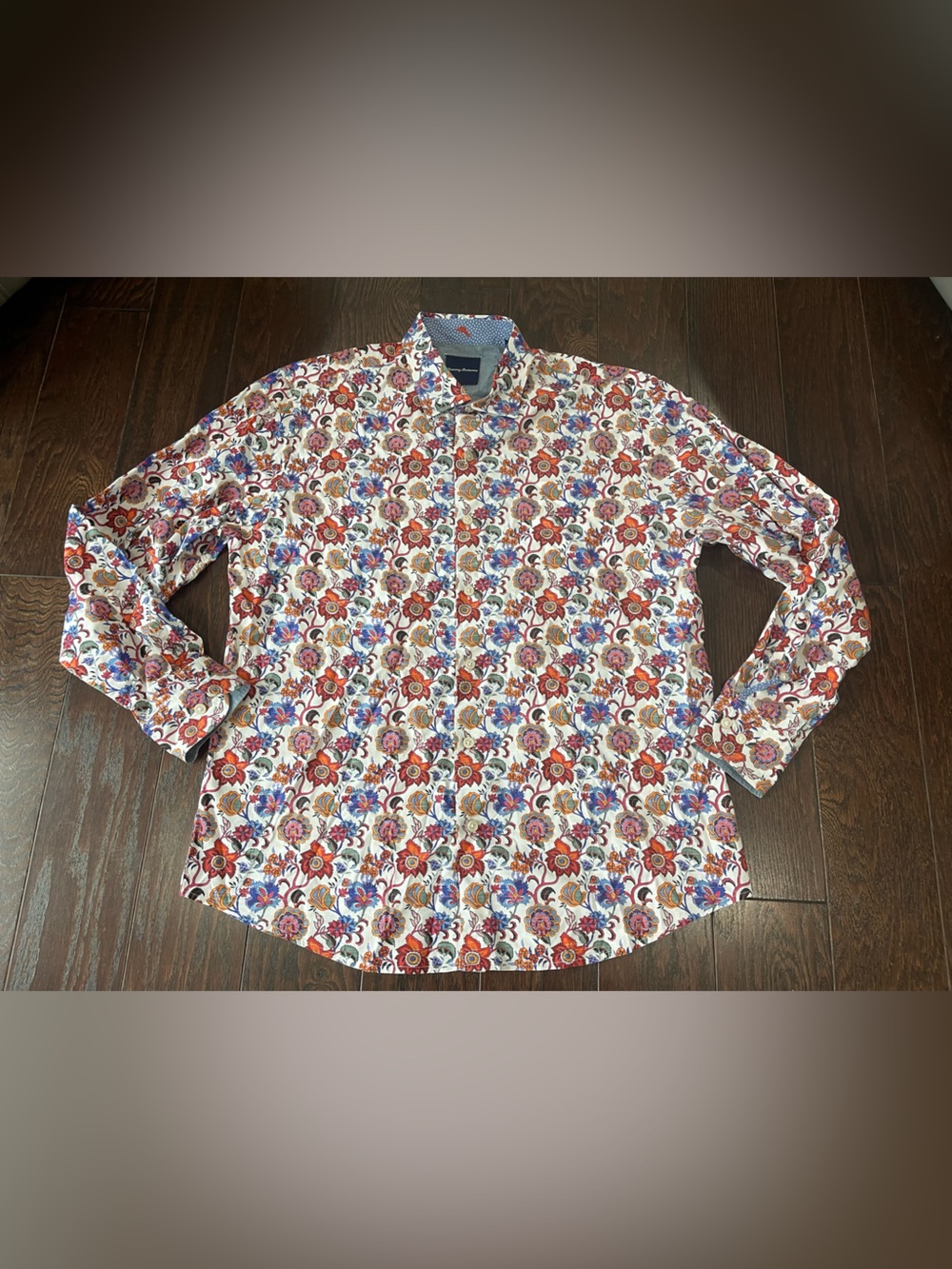 Tommy Bahama Cotton Floral Button Up Shirt Men Size Large Long Sleeve